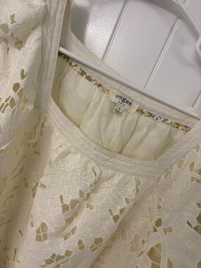 Umgee Cream Floral Lace Square Neck Top